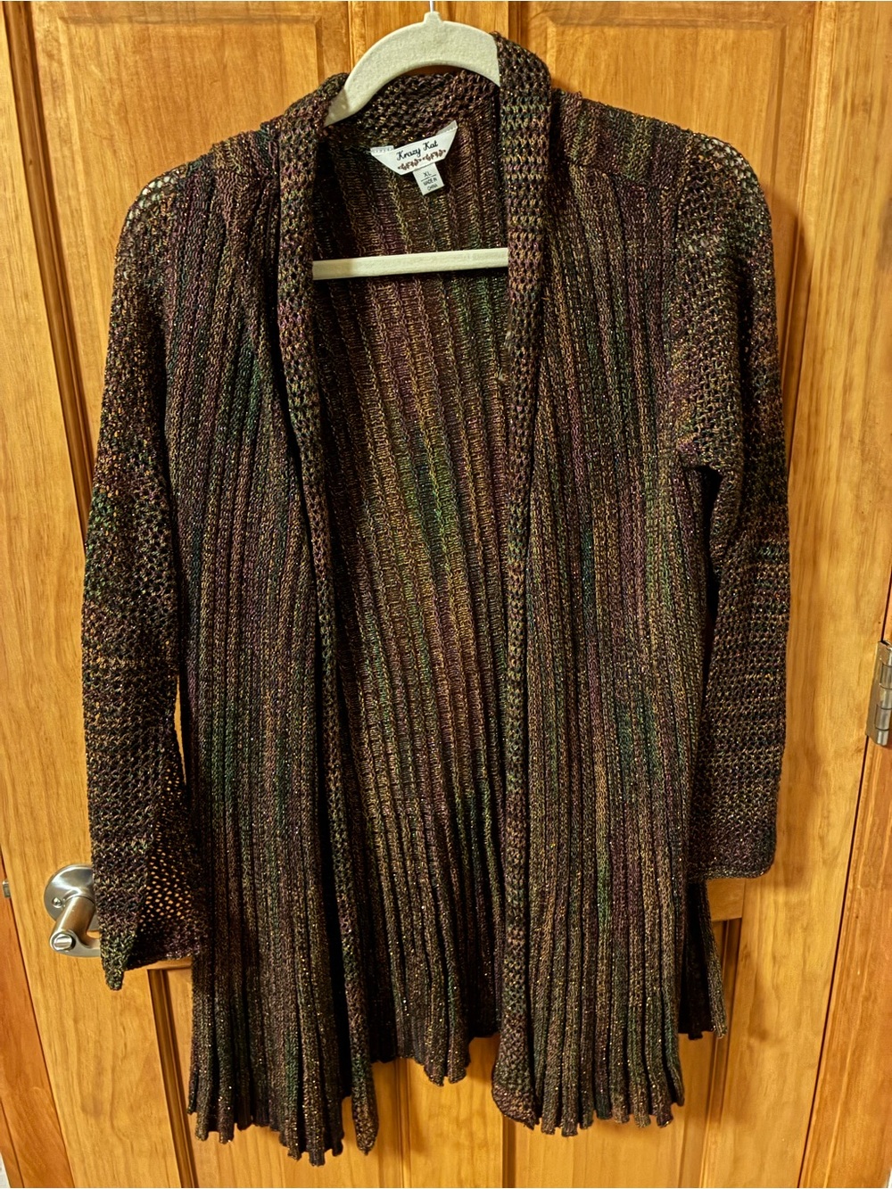 Multicolor Ribbed Open-Front Cardigan
